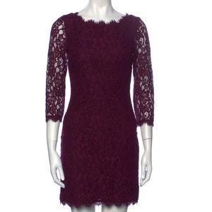 Diane Von Furstenberg Zarita Lace Mini Dress in Purple
, Purple Lace Dress, 10